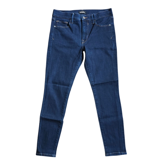 Express Dark Wash Skinny Mid Rise Denim Jean Size 8R - Picture 1 of 9